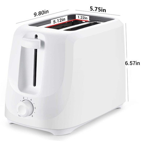 2 Slice Toaster with 6 Shade Settings and Removable Crumb Tray Arctic White - Picture 2 of 7