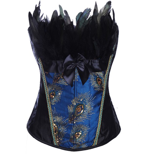 Damen Sexy Schnür Brokat Überbrust Korsett Bustier Top Taille Training Taillenkorsett - Bild 24 von 39