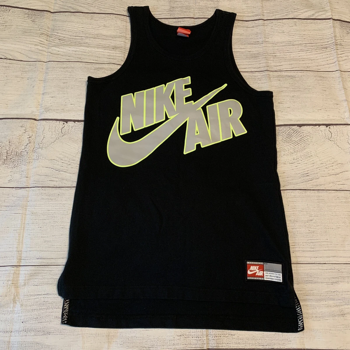 Nike Air 82 Long Pivot Small Tank Top T Shirt Black Cotton Sleeveless Tee
