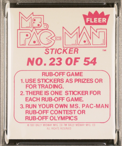 1981 FLEER MS. PAC-MAN STICKER PUCKER UP LOVER... #23 | PSA 8 NM-MT POP 3 RARE - Picture 3 of 4