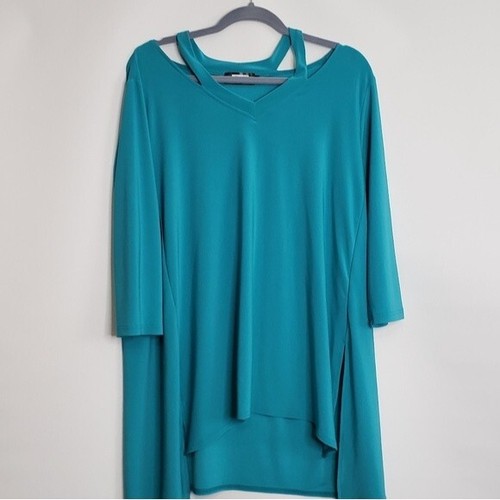 Sympli türkis grün Damen Tunika ausgeschnittener Ausschnitt 3/4 Ärmel Strick Jersey Gr. 16 - Bild 2 von 12