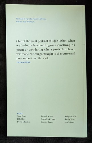 Poetry Magazine, April 2010, Vol 196, No 1, PB 2010 Christian Wiman, Editor - Imagen 2 de 2