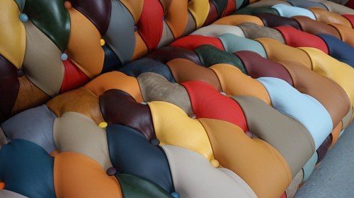 Chesterfield Sofa in Harlequin Patchwork Leather (3 Seater) - Picture 7 of 8