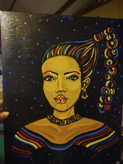 Original Acrylic On A 16 X 20 Canvas. " Graceful Beauty" Paintg of Adut Akesh Original Acrylic On A 16 X 20 Canvas. " Graceful Beauty" Paintg of Adut Akesh