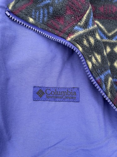 Vintage Columbia Retro 90s Reversible Aztec Print Fleece Vest Mens Size M Medium - Picture 7 of 10