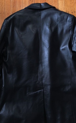 Seraphin France Black Leather w/ Fleece Lining 3/4 Length Overcoat 50/Large - Picture 11 of 11
