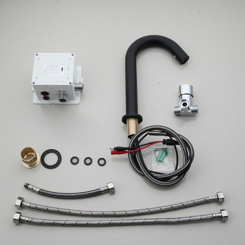 Grifo mezclador de grifo de lavabo manos libres sensor lavabo recipiente baño negro sin contacto - Imagen 5 de 10
