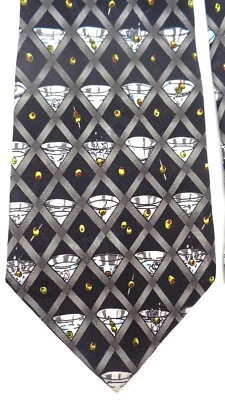 NICOLE MILLER Vintage 1996 Silk WIDE Necktie Designer MARTINI Black/Silver EUC - Image 1 of 4