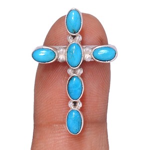Cross-Sleeping-Beauty-Turquoise-USA-925-Silver-Ring-Jewelry-s-6-5-AR67963
