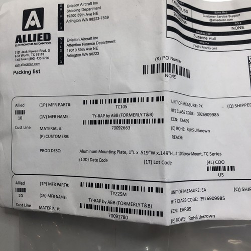 (1000 pcs) Ty-Rap Thomas Betts TC-105 Aluminum Mounting Plate - Picture 3 of 4