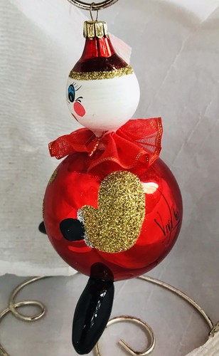 Italy Glass Clown Christmas Ornament Signed Vivi '01 Glitter 5 3/4" Handpainted - Picture 5 of 9