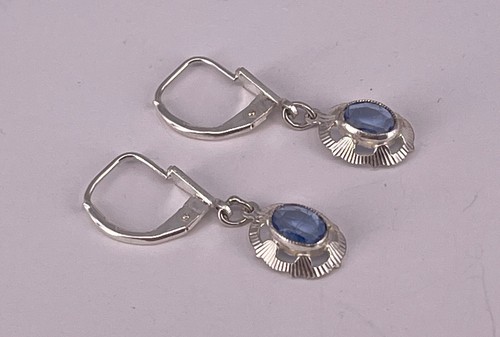 Art Déco Ohrringe, blaue Farbsteine, 925 Silber (AT 474) - Picture 3 of 4