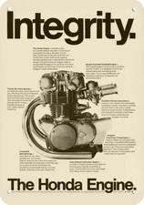 1968 HONDA 450 Motorcycle Engine - Integrity - DECORATIVE REPLICA METAL SIGN
