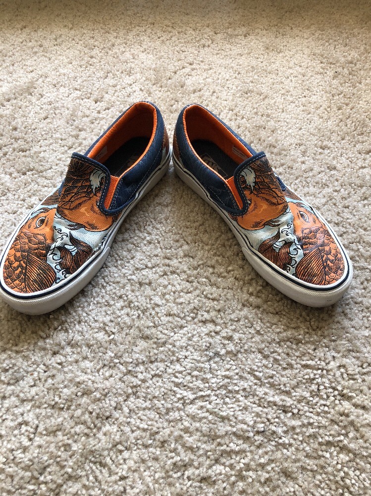 RARE RARE RARE Vans Classic Slip On Koi Fish Canvas shoes Mens SZ 7 orange d5656f RARE RARE RARE Vans Classic Slip On Koi Fish Canvas shoes Mens SZ 7 orange d5656f