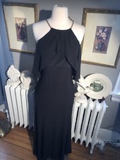 X BY XSCAPE BLACK FORMAL LONG DRESS-8P-SHEER TOP-METAL STRAPS-STUNNING STYLE!!