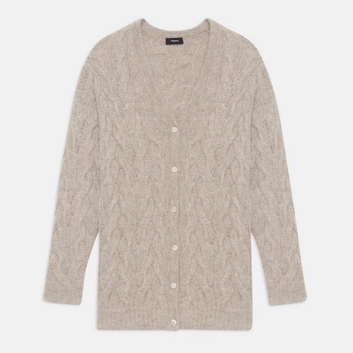 Theory Alpaca Soft Cable Knit Cardigan Sweater in Beige Size Theory Alpaca Soft Cable Knit Cardigan Sweater in Beige Size