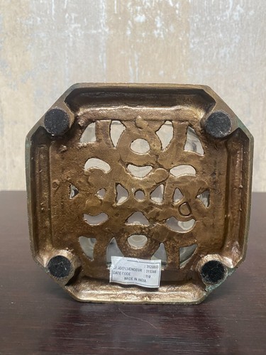 Vintage Hand Blown Convex Glass and Brass Lidded Dresser Jewelry Trinket Box - Bild 7 von 7