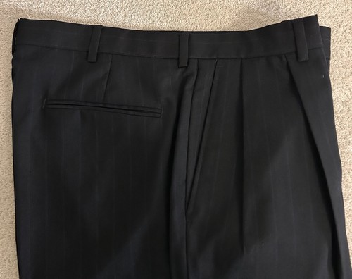 Towncraft Men's 2 Piece Suit Size 40 Regular Pants 34 x 30 Black Blue Stripes - Picture 12 of 17