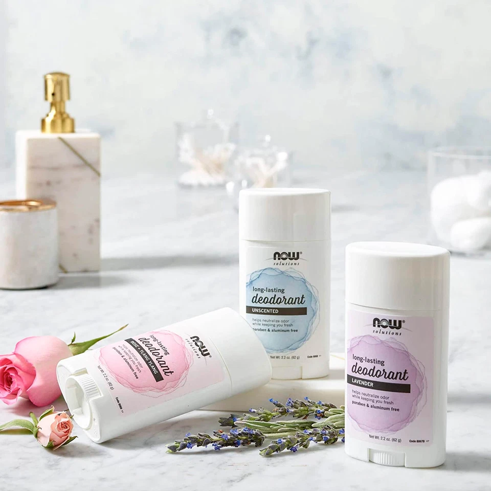 Desodorante en barra de larga duración NOW FOODS rosa + ylang ylang 2,2 oz Foto 4 de 4