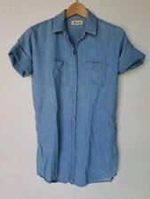 MADEWELL WOMEN'S SHORT SLEEVE SHIRT DRESS CHAMBRAY BLUE SMALL S