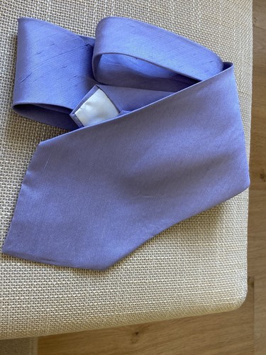 Vintage Pale Lilac 100% Silk Necktie. Made In Paris. Perfect For Weddings. VGC - Picture 7 of 12