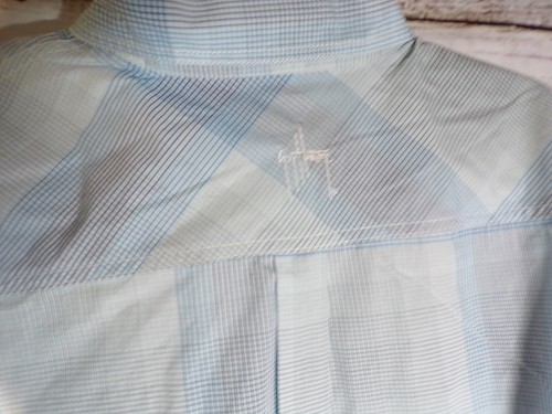 Camicia uomo Guy Harvey by AFTCO grande pesce griglia blu a quadri manica lunga nuova con etichette - Foto 6 di 8