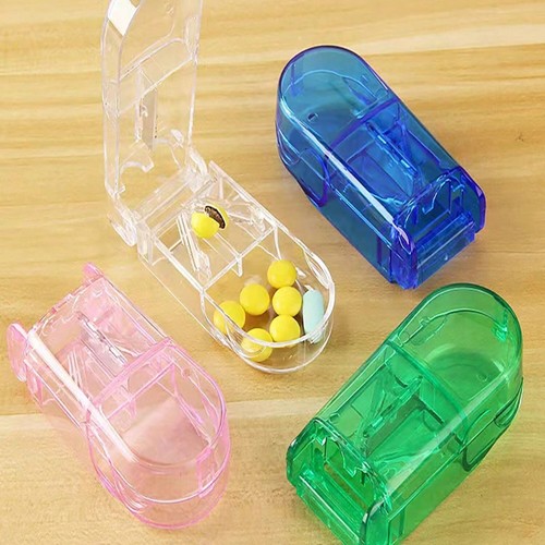 Tagliapillole Porta Tavolette Medicina Sdoppiatore Sicuro Mezzo Scomparto Scatola UK - Foto 2 di 6