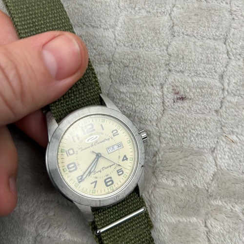 Orient Town & Country Surf Designs 38MM Green Nylon Strap New Battery UGOR-DO - Picture 8 of 9