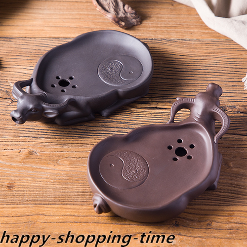 Chinese Purple Clay Tea Tray Reservoir Tea Plate Ox Design Serving Tray For Pot - Picture 15 of 22