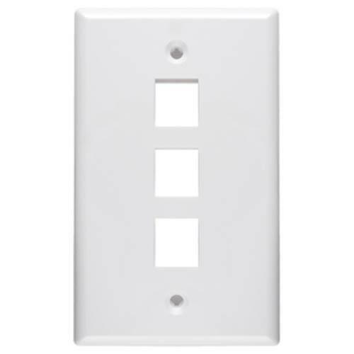 Placa de pared plana blanca con orificio de 3 puertos con superficie lisa (paquete de 5) - Imagen 1 de 1