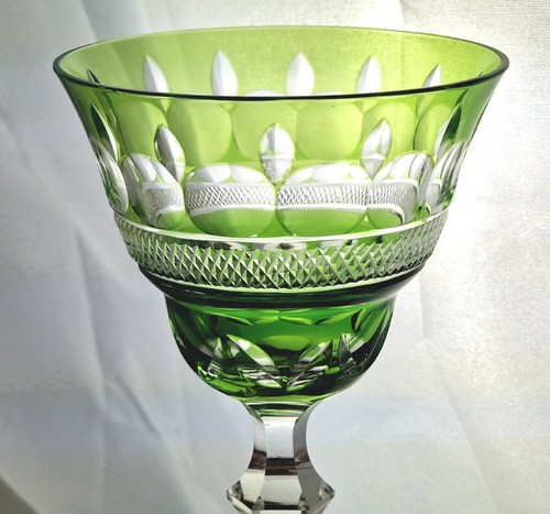 Glas Wine Glass Crystal Flashed Glass Hand Cut Um 1950 R727 - Picture 16 of 18