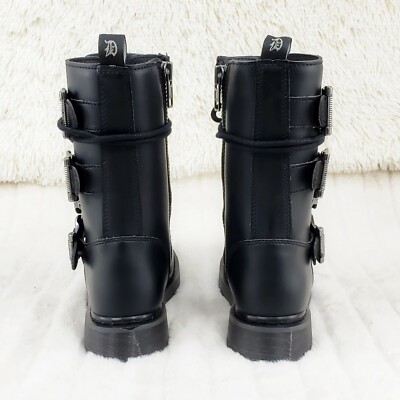 DEMONIA Bolt 265 Goth Combat Biker Ankle Boots Black Matte  display picture 2