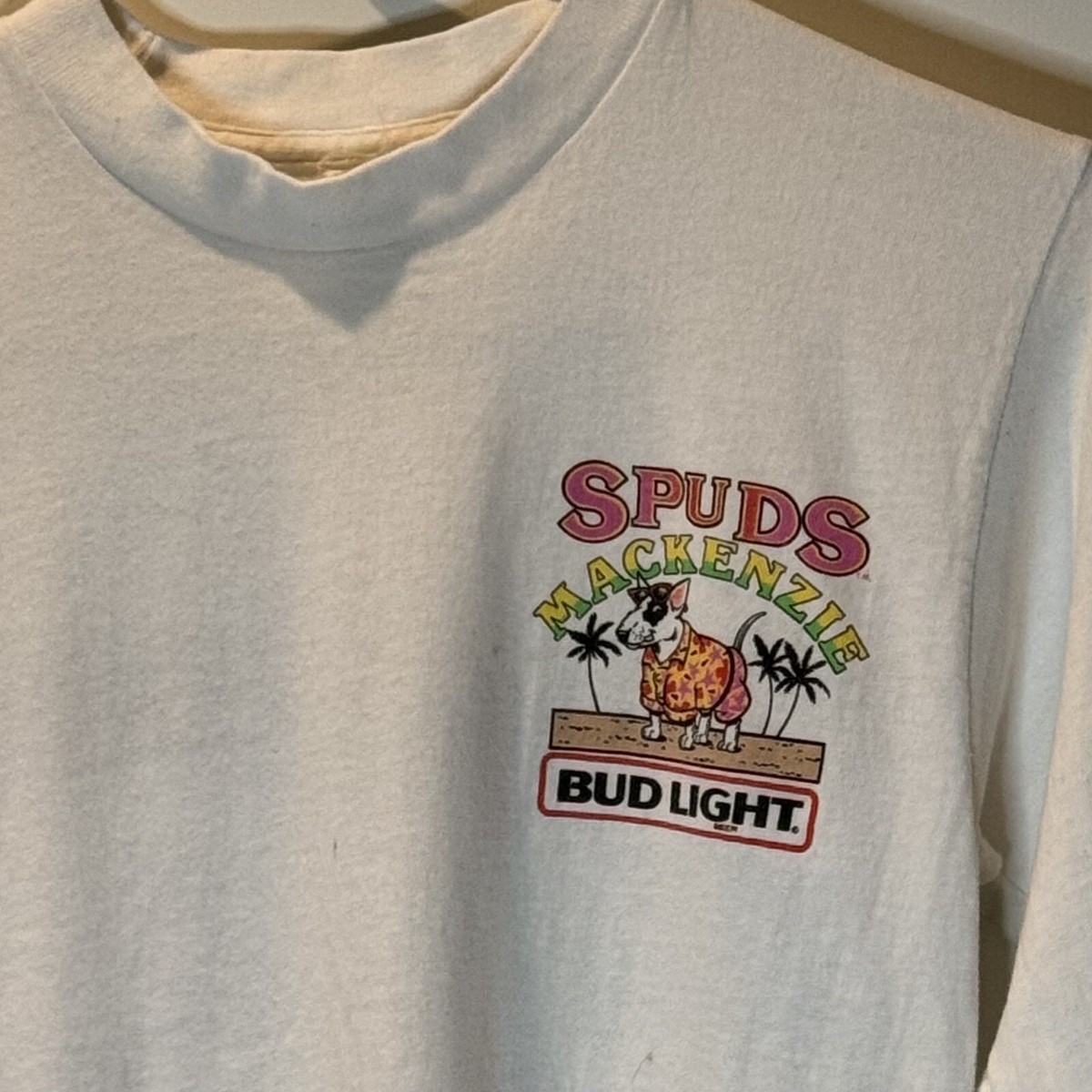Vtg 80s Spuds Mackenzie Bud Light T Shirt White Party Animal