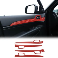 Dashboard Panel/Door Handle Cover Trim For Jeep Grand Cherokee 2011+ Red Carbon