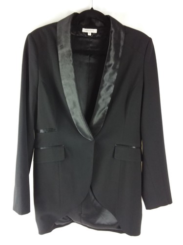 Boston Proper Black Blazer Tux Style with Satin Collar Lapel Women’s Size 12 - Picture 9 of 9