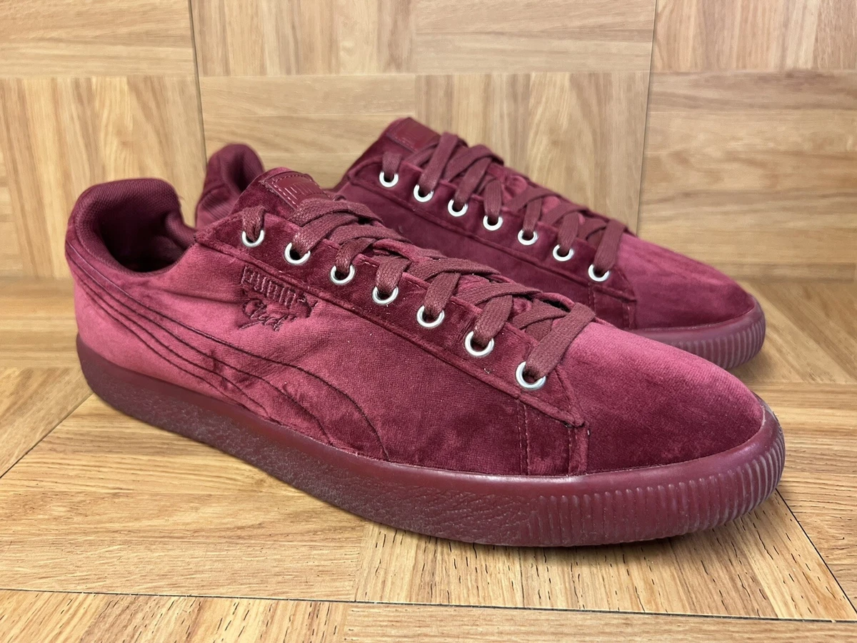 Equipo de juegos Investigación vesícula biliar RARE🔥 PUMA CLYDE Burgundy Red Velvet Velour Sneakers Retro Sz 13  Men&#039;s Shoes | eBay