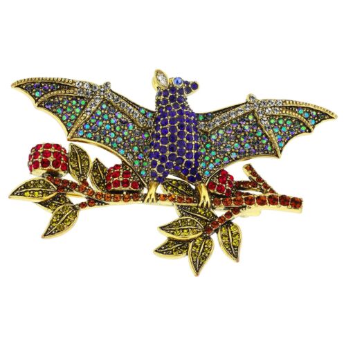 Heidi Daus Signed Hanging Out Bat Crystal Pin Brooch Swarovski Elements - Picture 1 of 2