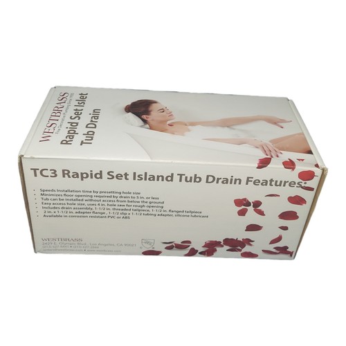 Westbrass TC3 Rapid Set Island Freestanding Bath Tub Drain Kit Tip Toe No Access - Picture 6 of 14