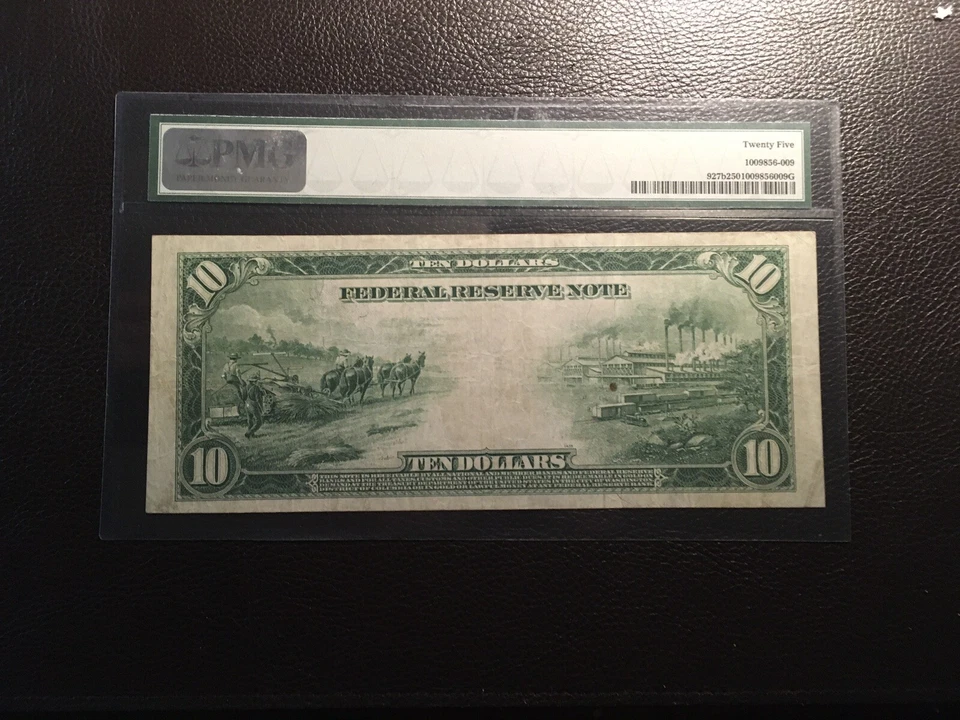 10.00 1914 Federal Reserve Note Atlanta PMG 25 VF Harder to find type Fr927-B - Image 2 of 2