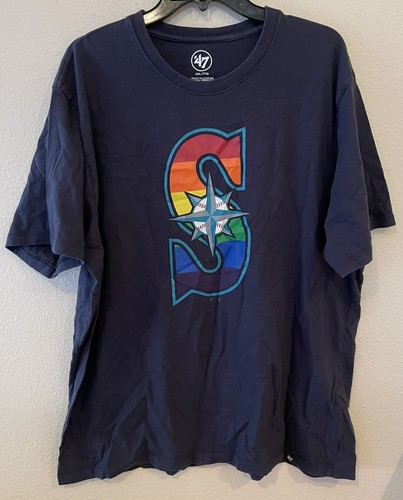 ‘47 Seattle Mariners Pride Rainbow MLB Baseball Sz XXL Mens T-Shirt