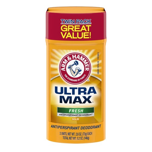 ARM & HAMMER ULTRA MAX Deodorant, Fresh Scent, Solid Stick 2.6 oz, Twin Pack (Pa - Picture 1 of 5