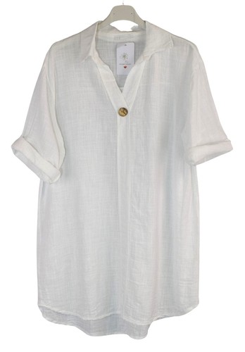 Cotton Collared Tunic Top for Summer Button Detailing Lightweight Casual Top. - Picture 5 of 8