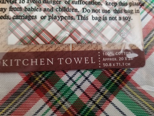 Michel Design Works Cotton Kitchen Tea Towel Christmas Vintage Plaid - NEW - Imagen 3 de 3