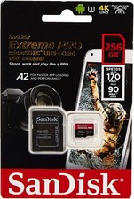 SanDisk Extreme Pro 256GB microSDXC Memory Card, SD Adapter with A2 App, 170MB/s