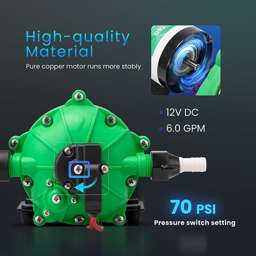 Fresh Water Pump 12V DC 6.0GPM 70 PSI Self Priming Pump for Boat/Marine/RV/Yacht - Picture 3 of 7
