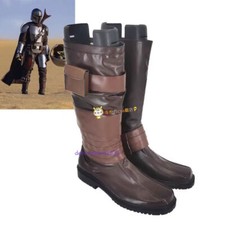 Star Wars The Mandalorian Cosplay Performance Shoes   Brown High Leg Boots Props
