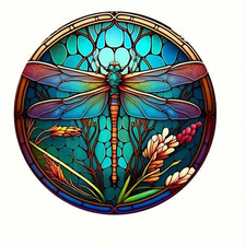 Vibrant Dragonfly Acrylic Suncatcher, Stained Glass Look, 6", Great Gift