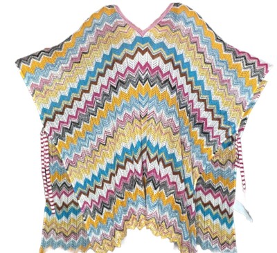 Missoni zig zag chevron crochet knit kaftan beach cover up dress L