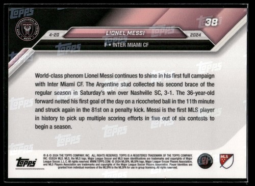 (2) 2024 MLS Topps Now Lionel Messi Inter Miami CF #38 & #70 SP 🔥 - Picture 3 of 5