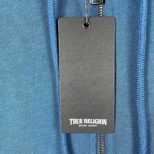 True Religion Textured Full Zip Up 107290 Poseidon Men's XL Blue MSRP $109 - Picture 5 of 9